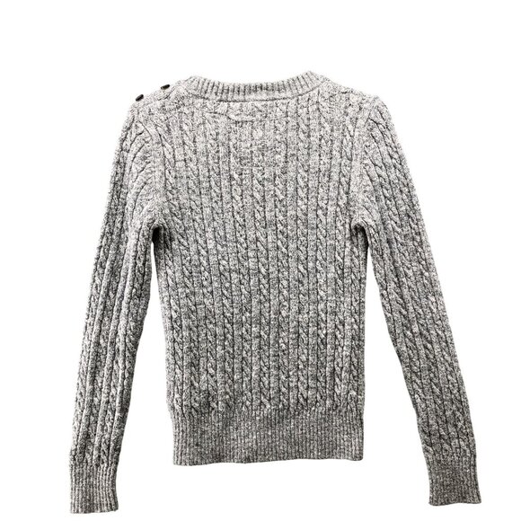 Superdry Cable Knit Sweater Womens XS Gray Crewneck Cotton Blend Heather - Picture 2 of 11